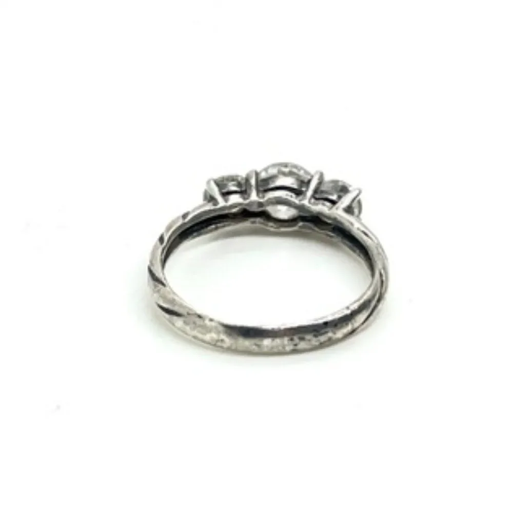 STERLING SILVER RING 925 Three Stone CZ Anniversary Promise Size 6.5